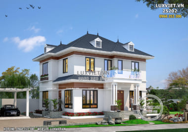 Mẫu thiết kế nhà vuông 2 tầng đơn giản 100m2 900 triệu – LV 25202