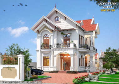 Ngẩn ngơ với thiết kế biệt thự 2 tầng mái Thái đẹp – LV 23103