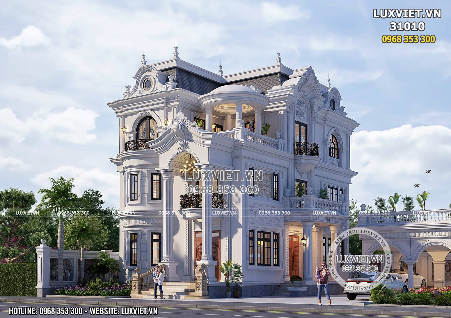 Thiết kế biệt thự 3 tầng tân cổ điển đẹp tại Thái Nguyên – LV 31010
