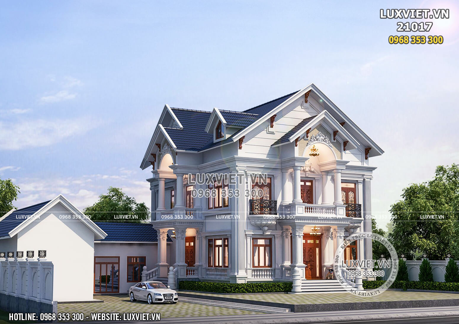Thiết kế biệt thự mái thái 2 tầng đẹp tại Đà Lạt - LV 21017