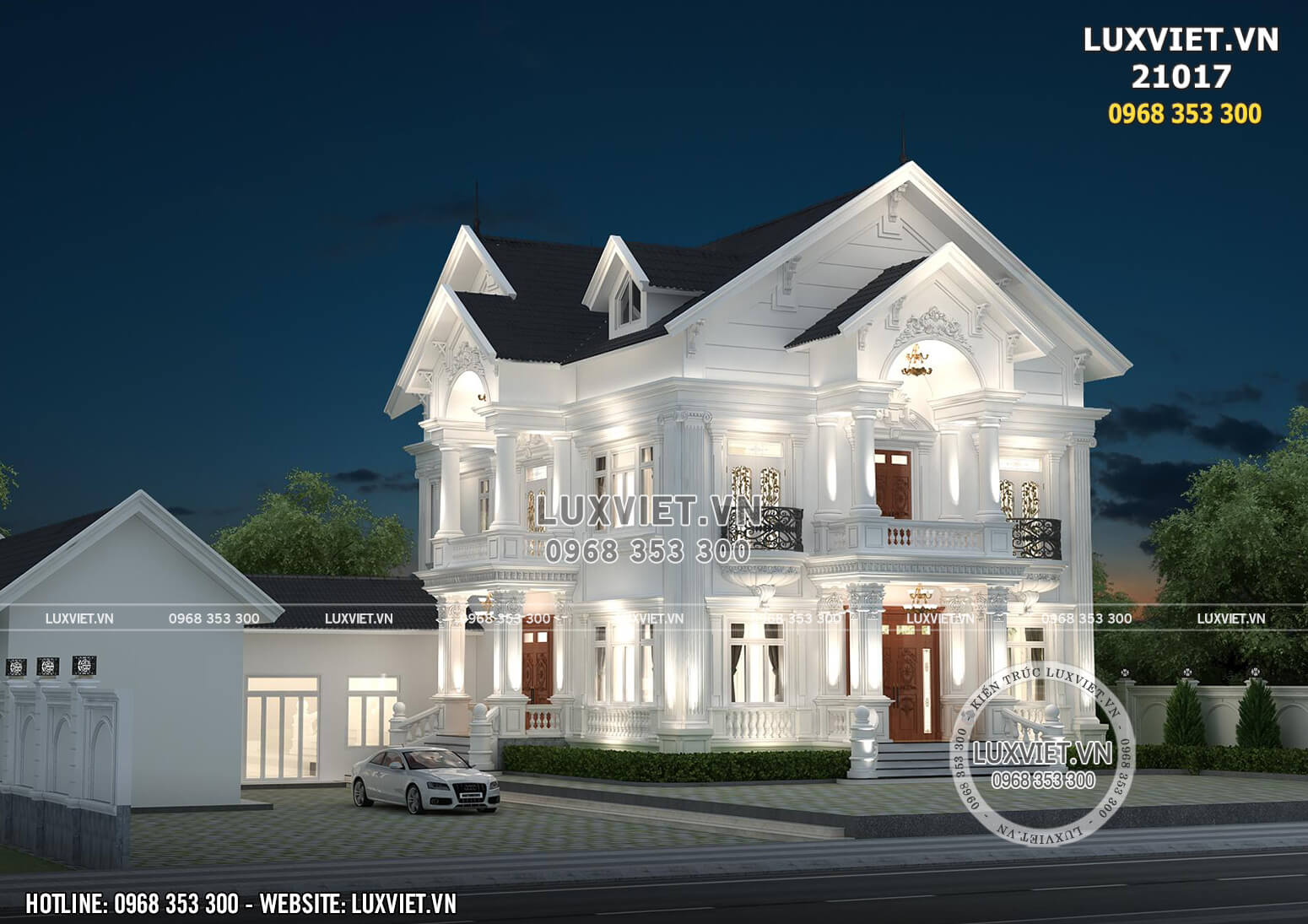 Thiết kế biệt thự mái thái 2 tầng đẹp tại Đà Lạt - LV 21017