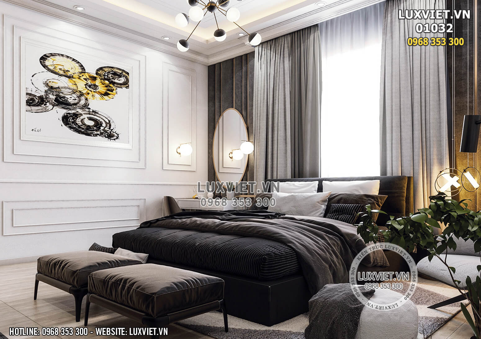 Hình ảnh: Phong cách phòng ngủ luxury tân cổ điển - LV -01032
