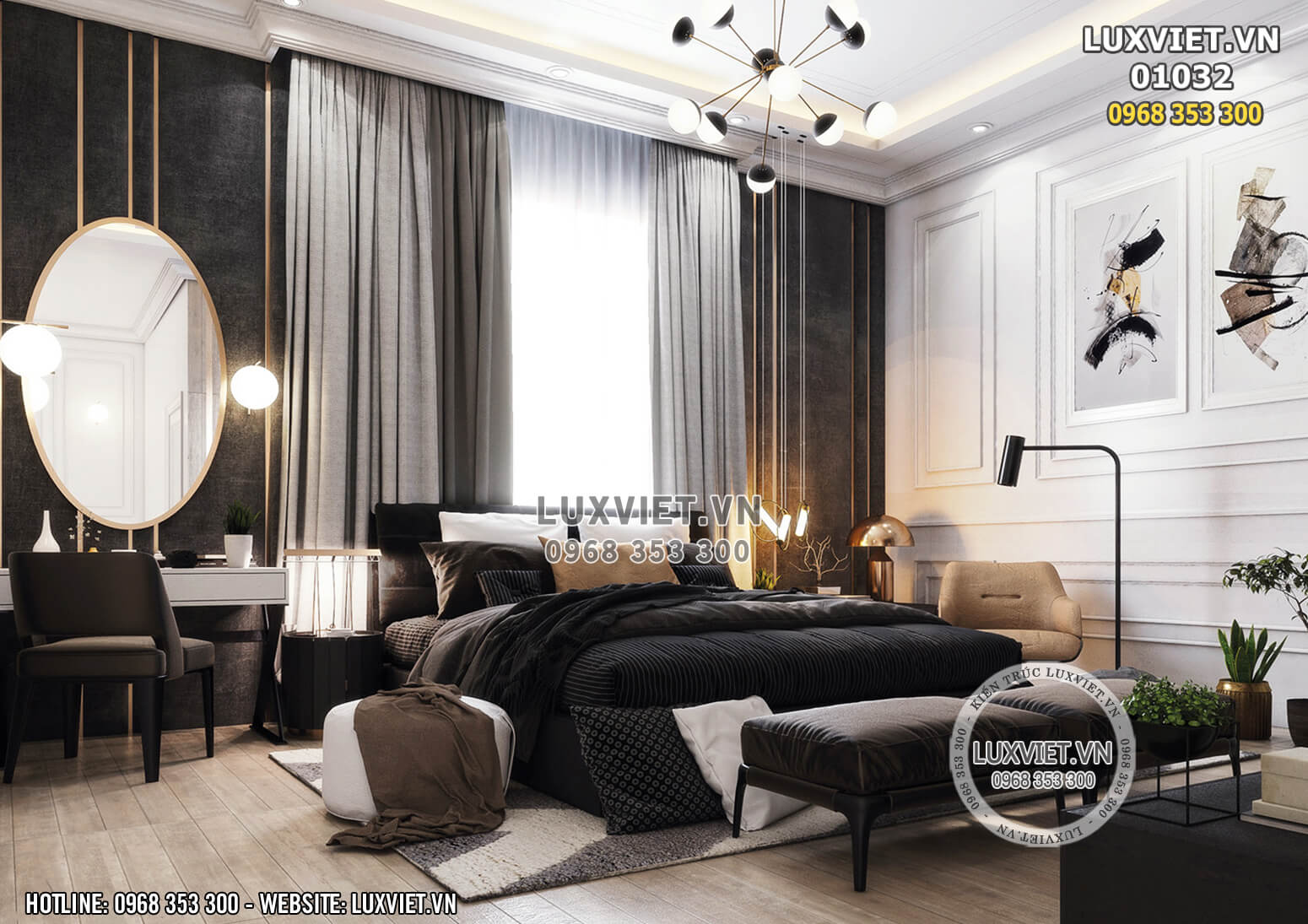 Hình ảnh: Toàn cảnh phòng ngủ master thiết kế luxury - LV 01032