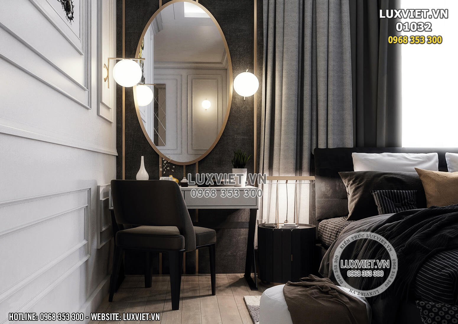 Hình ảnh: Góc bàn trang điểm phong cách nội thất luxury - LV 01032