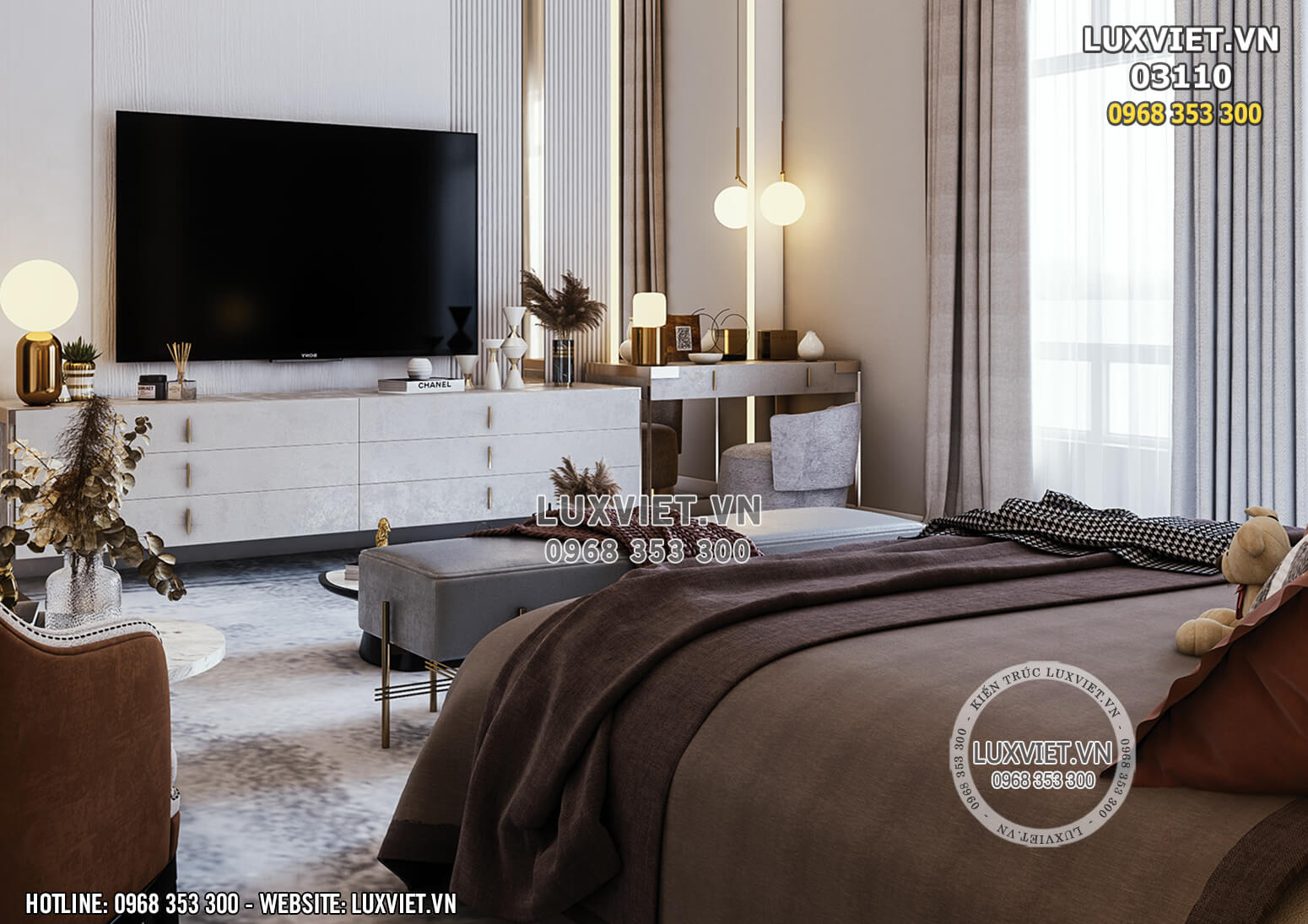 Hình ảnh: Không gian phòng ngủ đẹp được thiết kế hài hòa, tinh tế - LV 03110