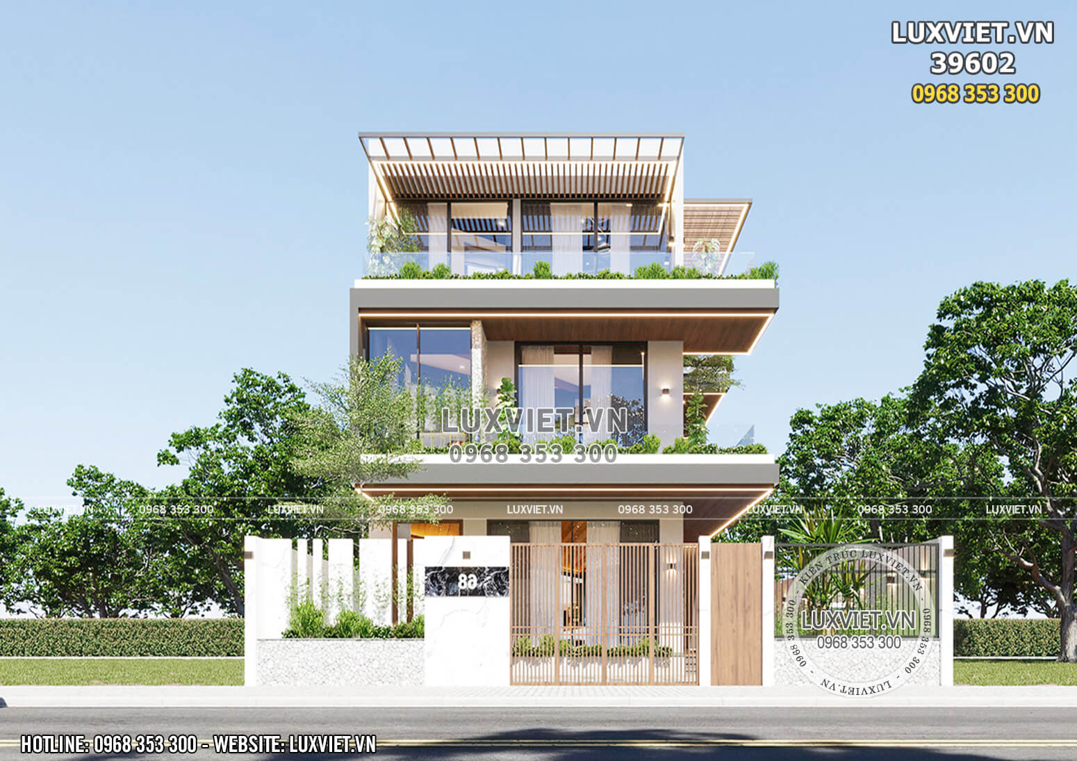 Thiết kế biệt thự villa hiện đại 3 tầng đẹp tại Đà Nẵng - LV 39602