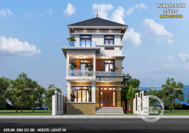 Mẫu nhà biệt thự 3 tầng mái Thái mặt tiền 7m – LV 35210