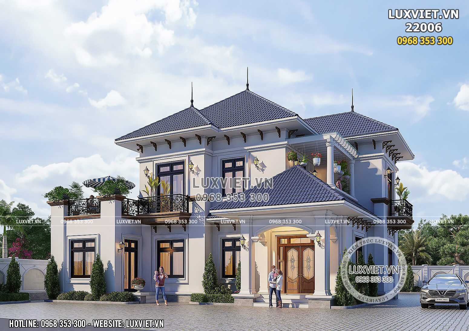 Thiết kế biệt thự 2 tầng đẹp 8x13 tân cổ điển ở Nam Định M126