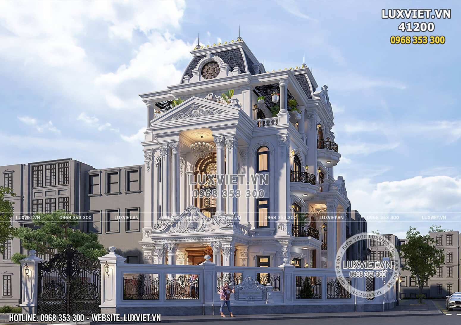 Thiết kế biệt thự 4 tầng tân cổ điển đẹp tại Hà Nội - Mã số: LV 41200