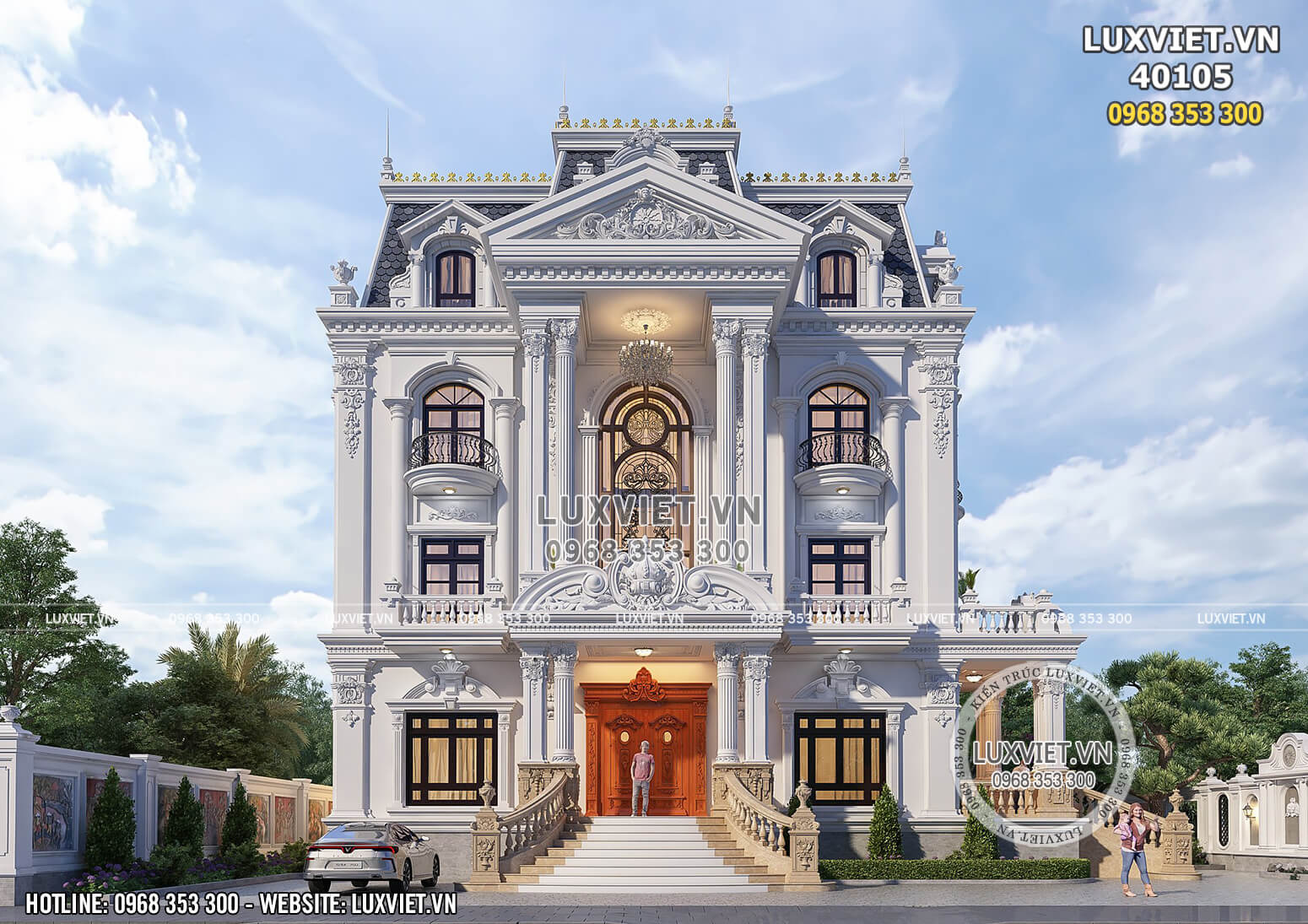 Thiết kế biệt thự tân cổ điển đẹp 3 tầng tại Đồng Nai – LV 40105