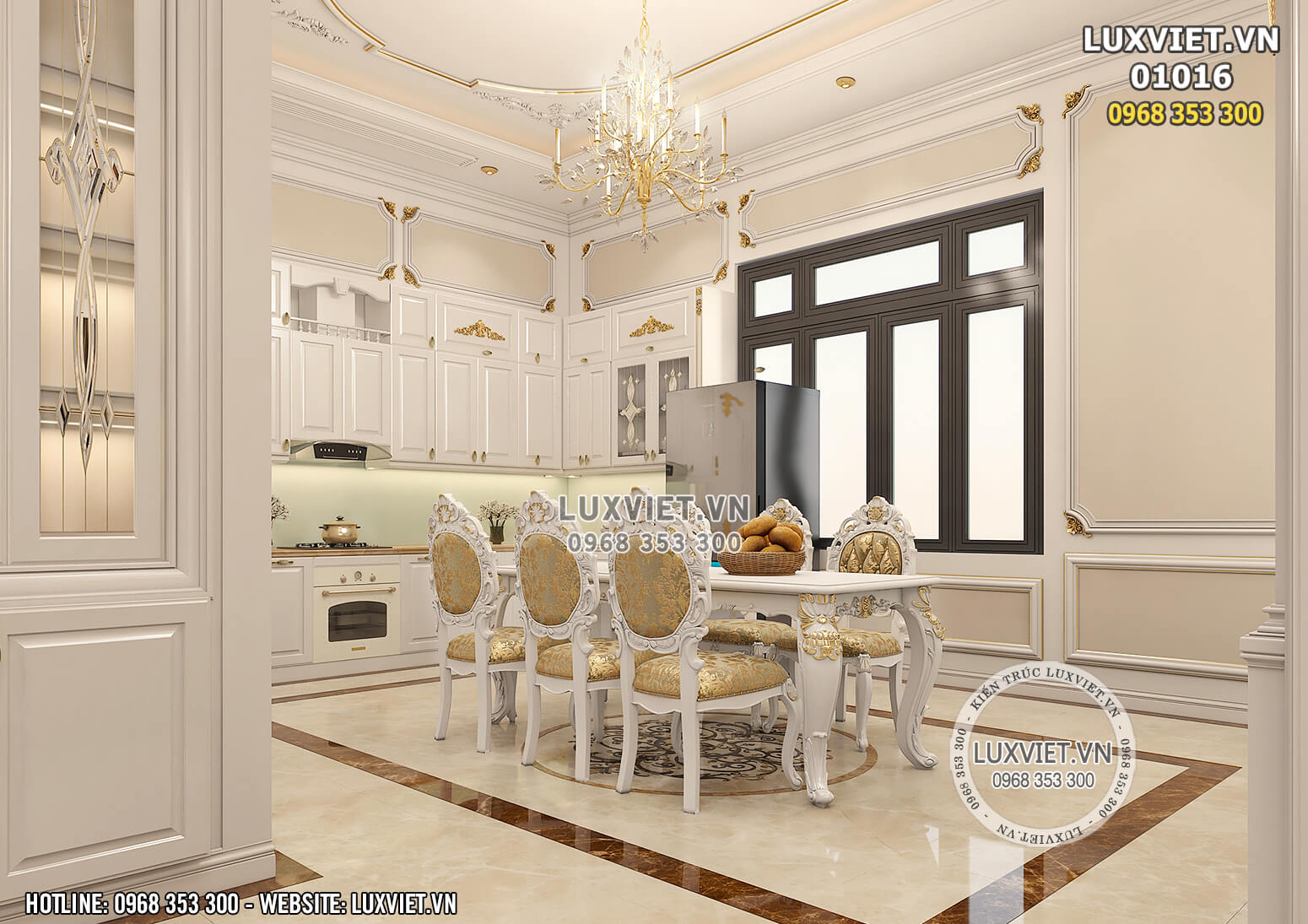 Hình ảnh: Không gian phòng bếp của mẫu thiết kế nội thất tân cổ điển