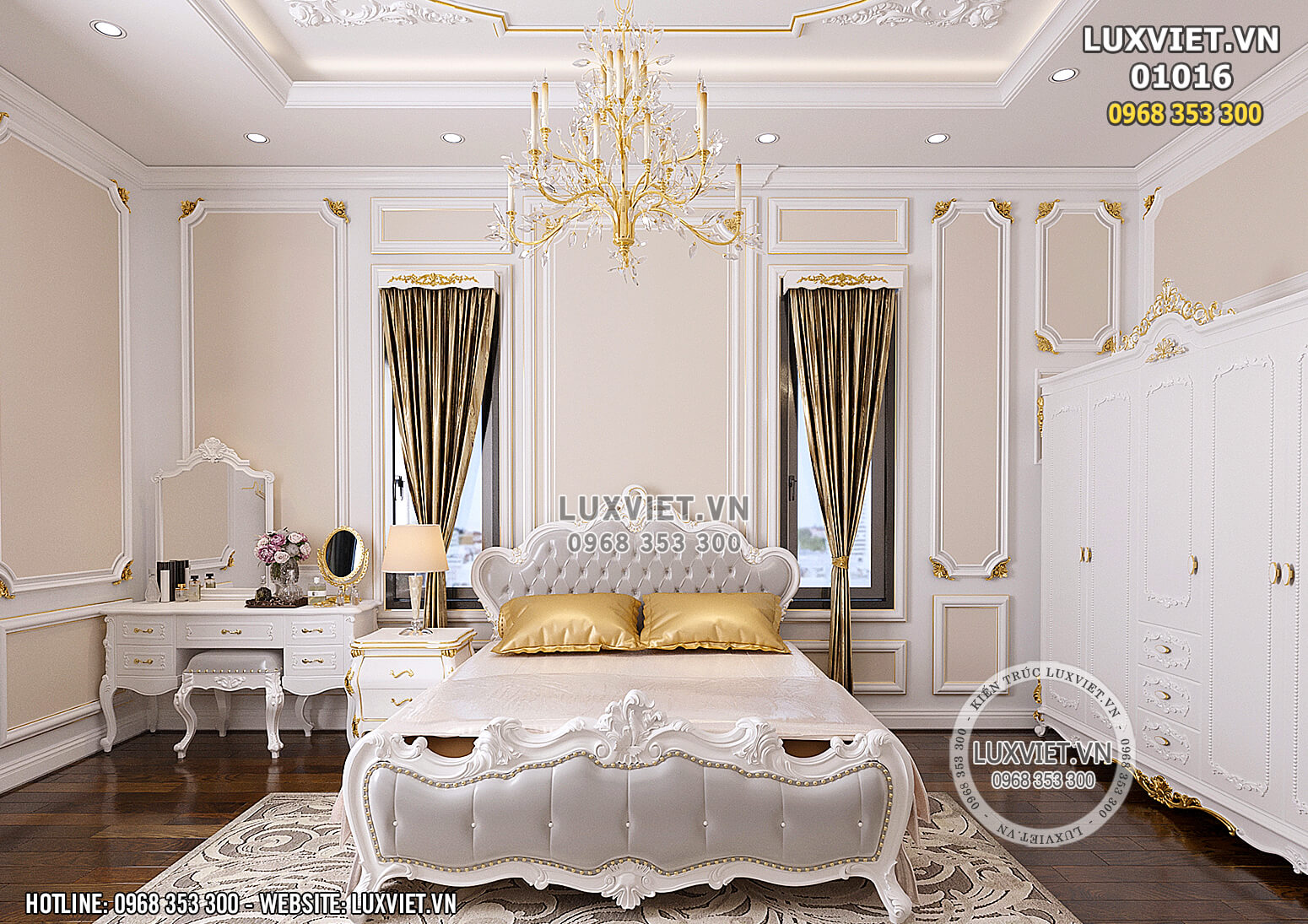 Hình ảnh: Không gian phòng ngủ của mẫu thiết kế nội thất tân cổ điển