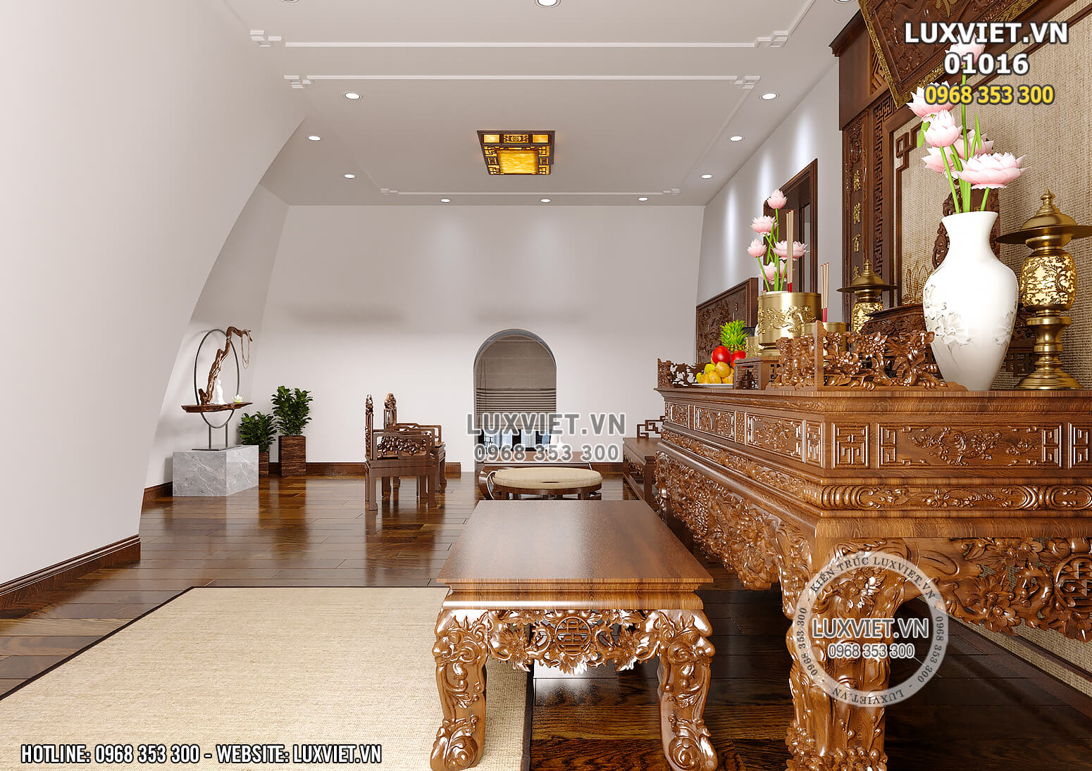 Hình ảnh: Không gian khu vực phòng thờ của mẫu thiết kế nội thất tân cổ điển đẹp 3