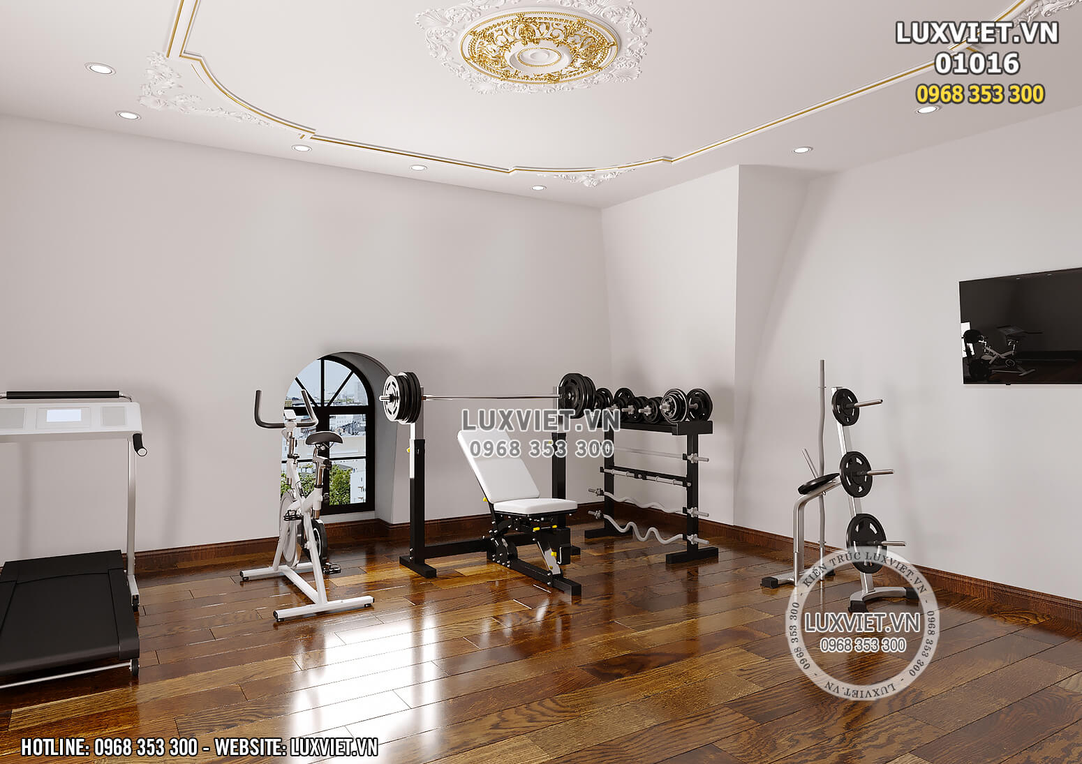 Hình ảnh: Không gian khu vực phòng tập gym của mẫu thiết kế nội thất tân cổ điển đẹp