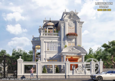 Thiết kế biệt thự 3 tầng mái Mansard tân cổ điển đẹp _ Mã số: LV 32115