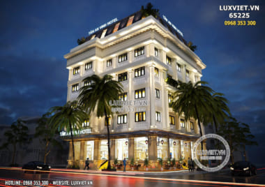 Thiết kế khách sạn tân cổ điển 5 tầng đẹp 2 mặt tiền – LV 65225