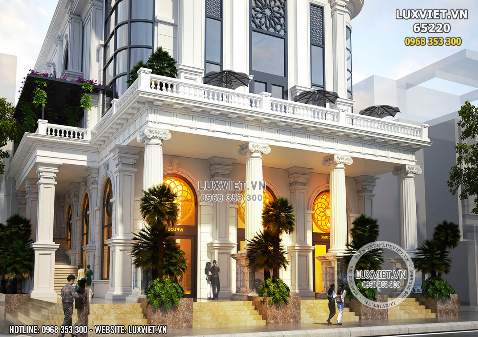 Hình ảnh: Khu vực sảnh chính tiếp khách của mẫu khách sạn đẹp tân cổ điển