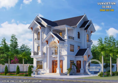 Mẫu thiết kế biệt thự 3 tầng mái Thái đẹp 150m2 – LV 31302