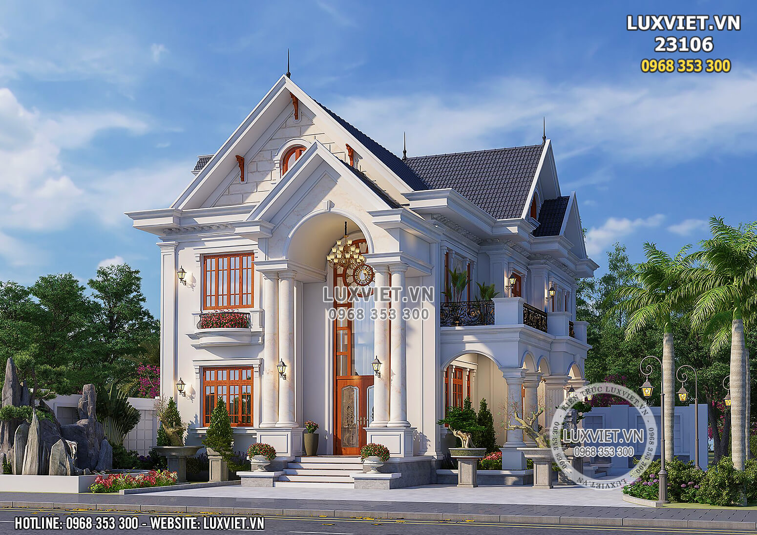 Thiết kế biệt thự mái Thái 2 tầng tân cổ điển tại LUXVIET – LV 23106