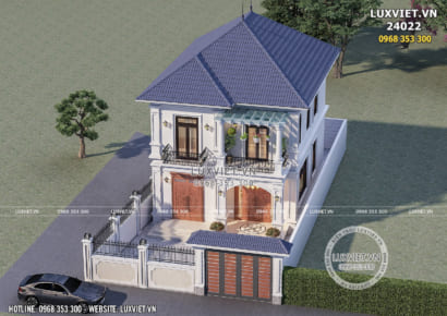 Hình ảnh: Phối cảnh 3D cho mẫu nhà 2 tầng mái Nhật đơn giản
