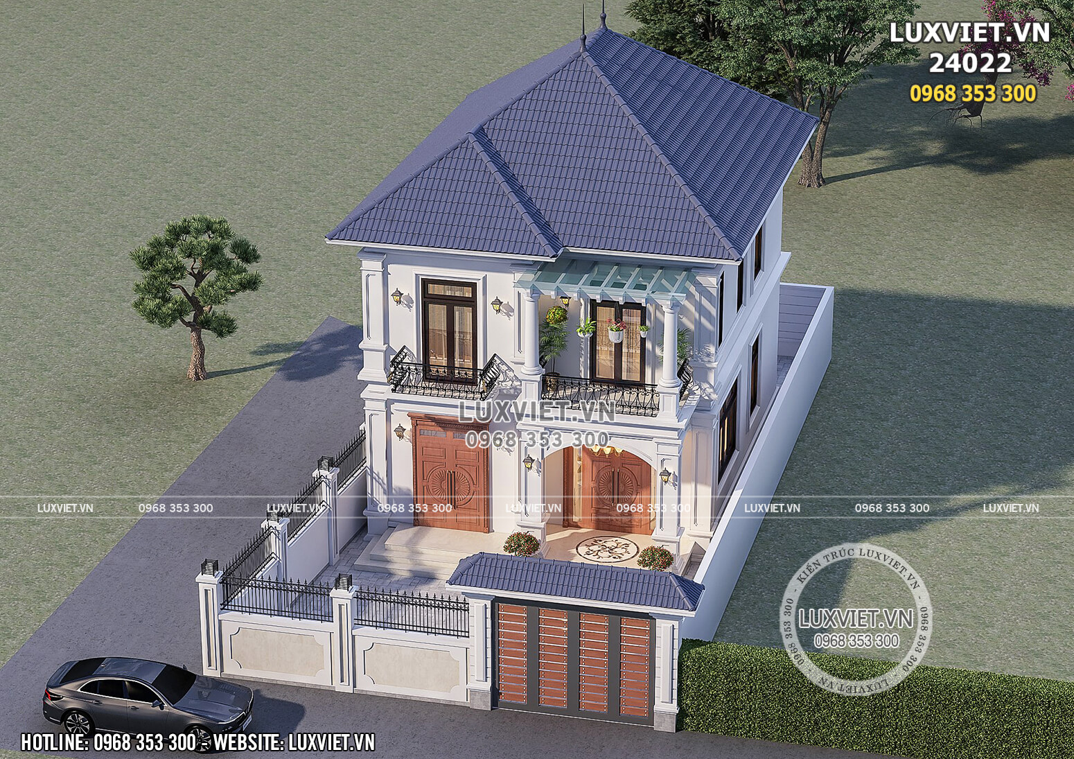 Hình ảnh: Phối cảnh 3D cho mẫu nhà 2 tầng mái Nhật đơn giản