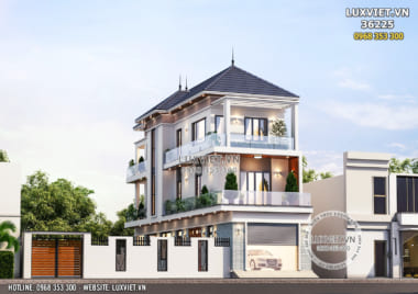 Mẫu nhà 3 tầng đẹp hiện đại mặt tiền 5m tại Bắc Giang – LV 36225