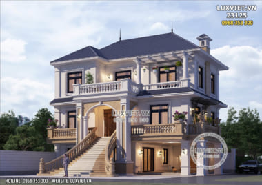 Thiết kế nhà 1 trệt 2 lầu đẹp tại Bắc Ninh – LV 23125