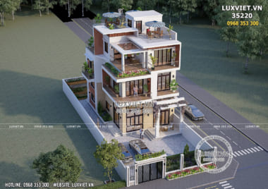 Thiết kế biệt thự hiện đại 3 tầng đẹp tại Quốc Oai – LV 35220
