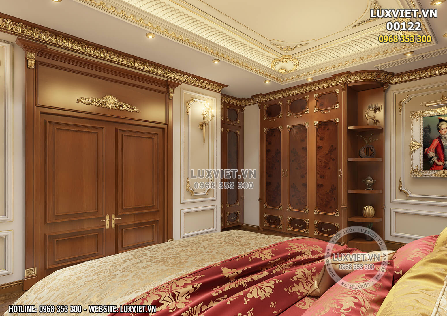 Hình ảnh: Nội thất bằng gỗ cao cấp trong phòng ngủ tân cổ điển - LV 00122