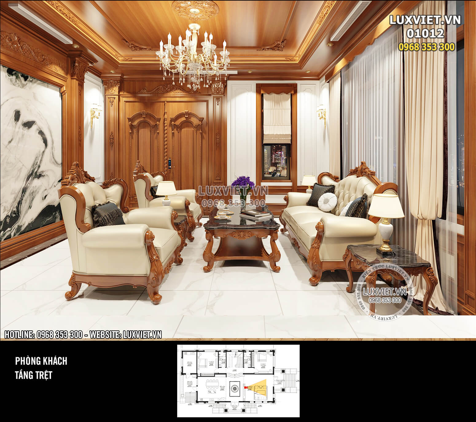 Hình ảnh: Sự kết hợp hoàn hảo giữa các nguyên vật liệu tạo nên không gian phòng khách đẹp hoàn mỹ