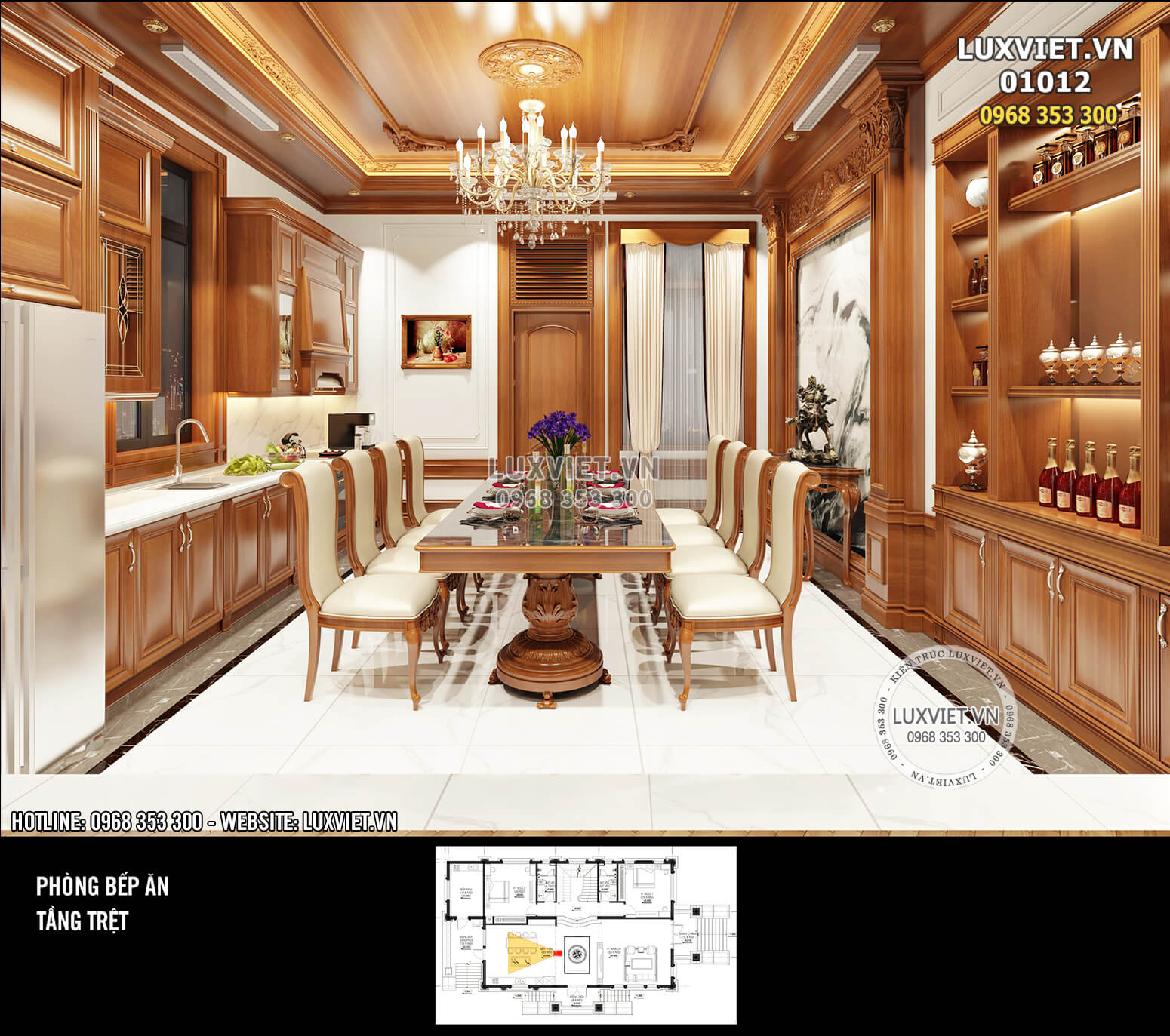 Hình ảnh: Không gian phòng bếp được thiết kế ngăn nắp với sự tính toán tỉ mỉ của các KTS