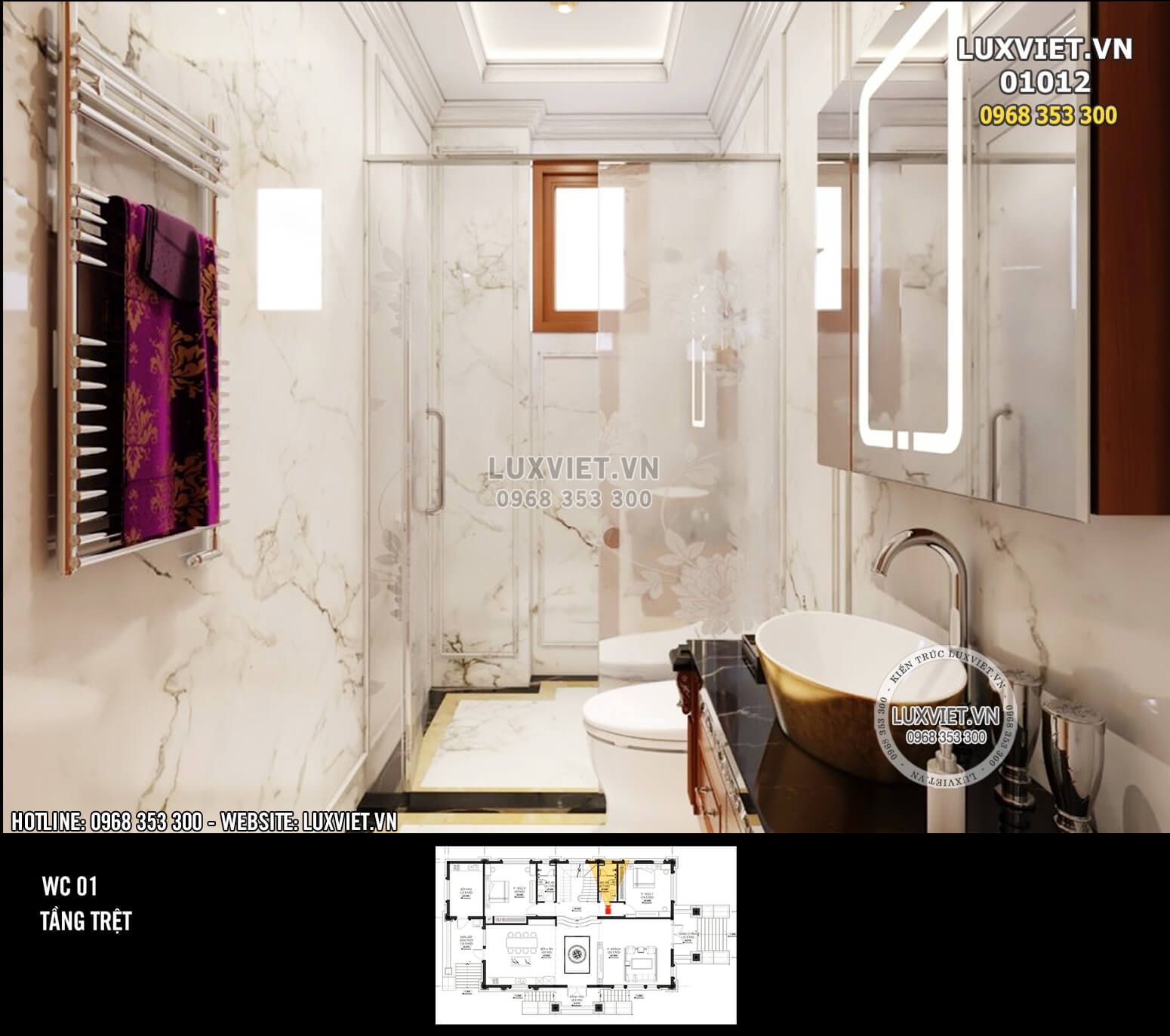 Hình ảnh: Không gian phòng vệ sinh chung tại tầng trệt