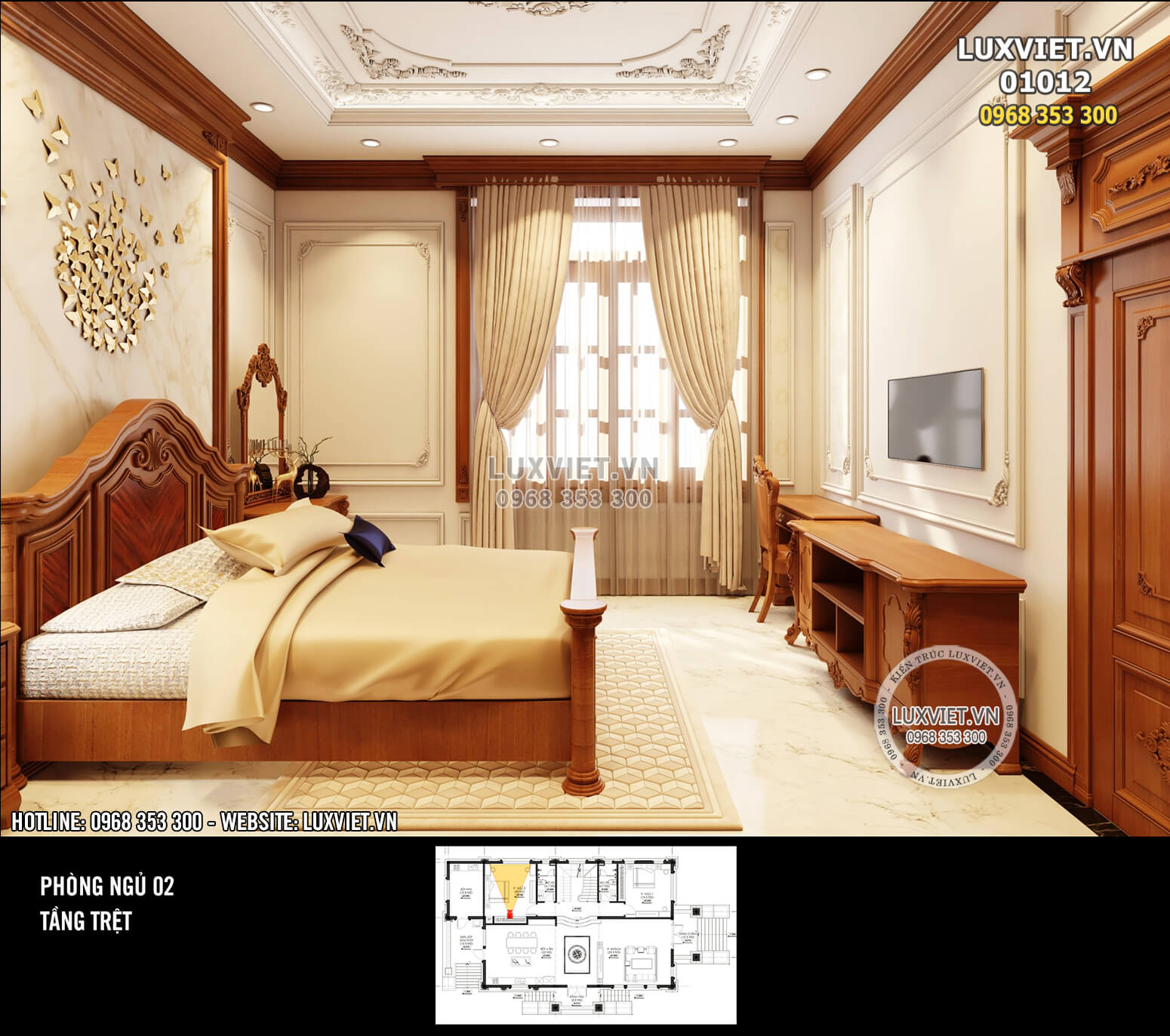 Hình ảnh: Không gian phòng ngủ mang đậm phong cách kiến trúc tân cổ điển