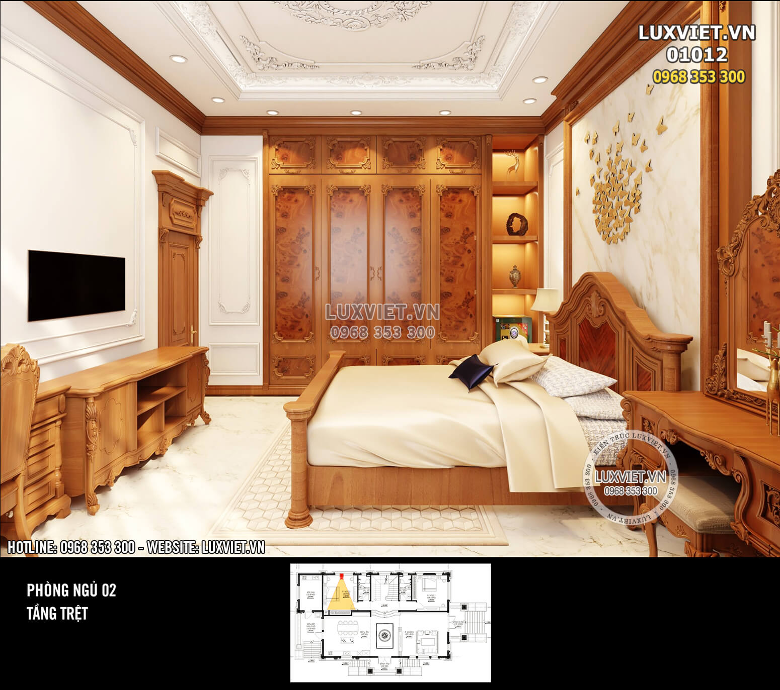 Hình ảnh: Không gian phòng ngủ 2 được thiết kế tương tự như phòng ngủ 1