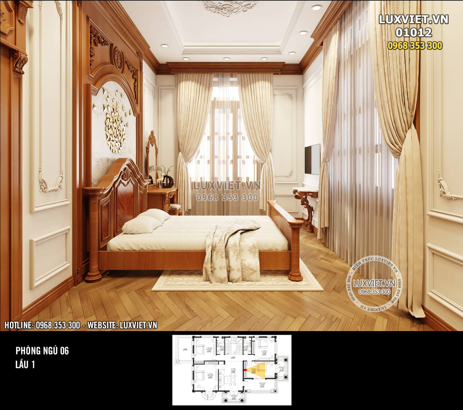 Hình ảnh: Không gian nội thất phòng ngủ 6 - phong cách tân cổ điển (lầu 1)