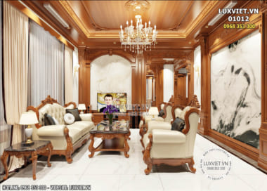 Mẫu thiết kế nội thất ốp gỗ tân cổ điển đẹp và cuốn hút tại Ninh Bình – LV 01012