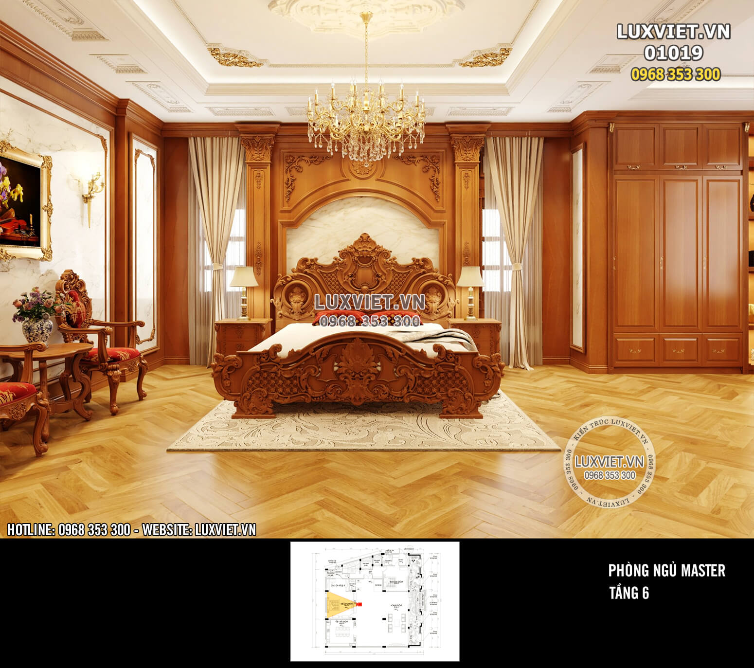 Hình ảnh: Thiết kế nội thất phòng ngủ tân cổ điển - LV 01019