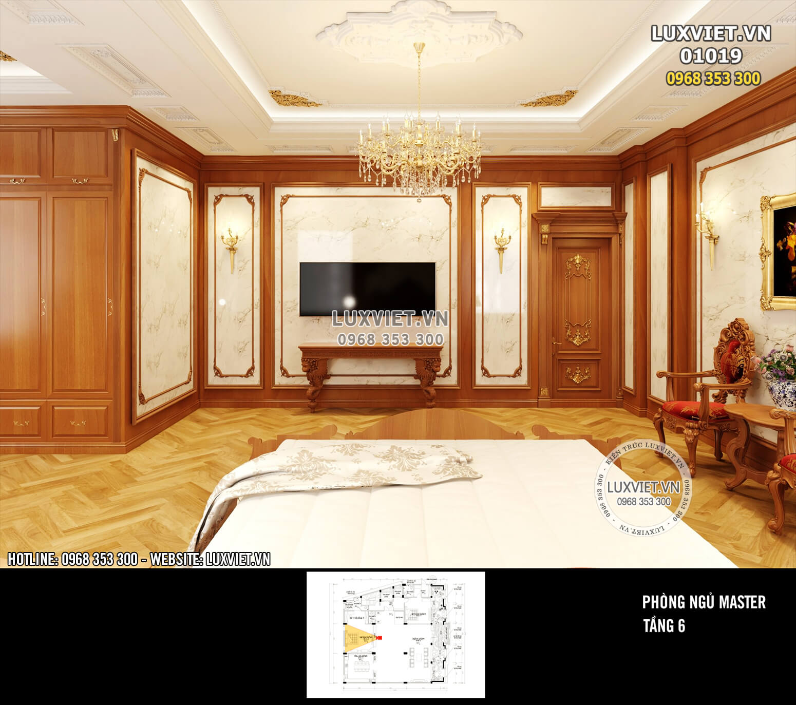 Hình ảnh: Thiết kế nội thất tân cổ điển đẹp bằng gỗ - LV 01019