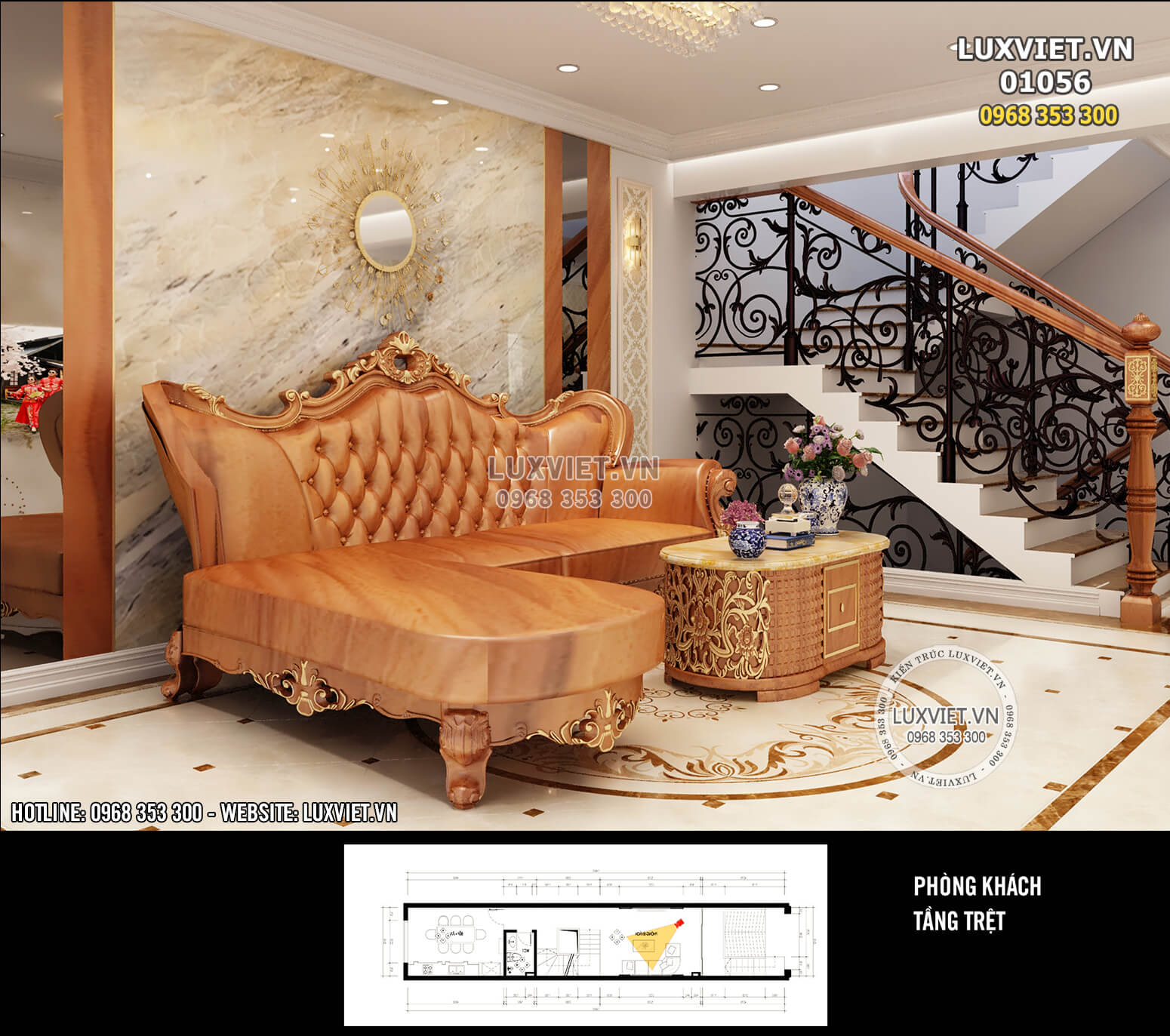 Hình ảnh: Thiết kế nội thất tân cổ điển phòng khách cho nhà ống - LV 01056