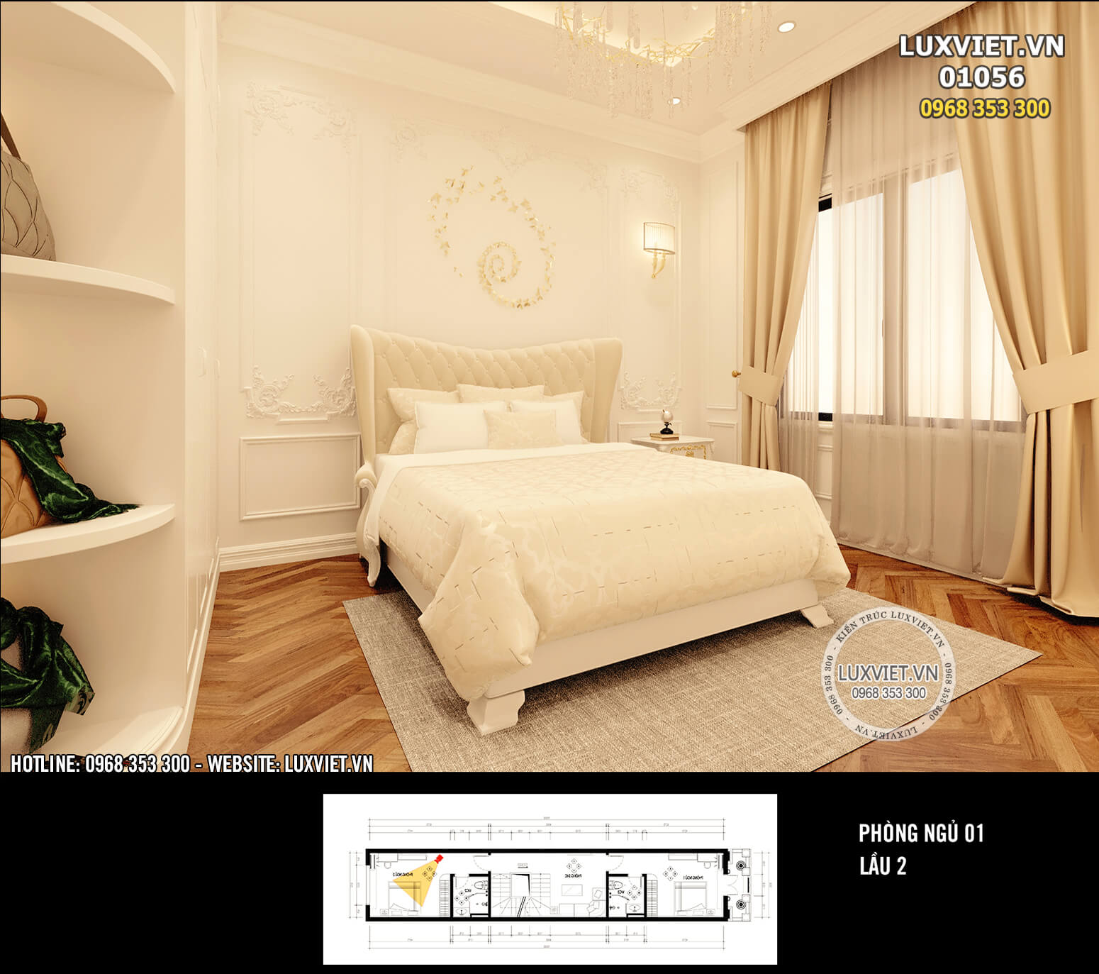 Hình ảnh: Thiết kế phòng ngủ tân cổ điển nhà ống - LV 01056