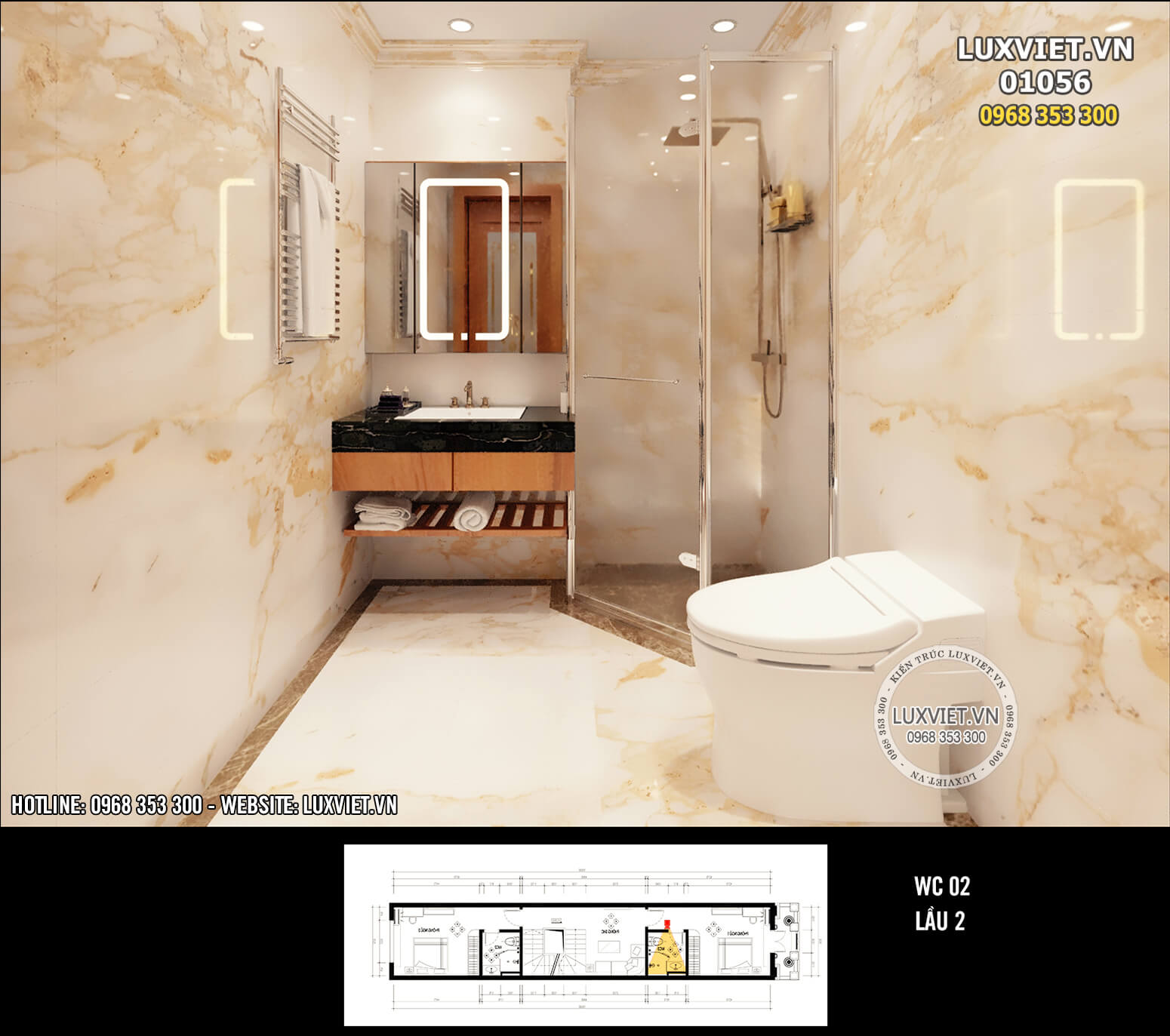 Hình ảnh: Thiết kế phòng tắm tiện nghi và đẳng cấp - LV 01056