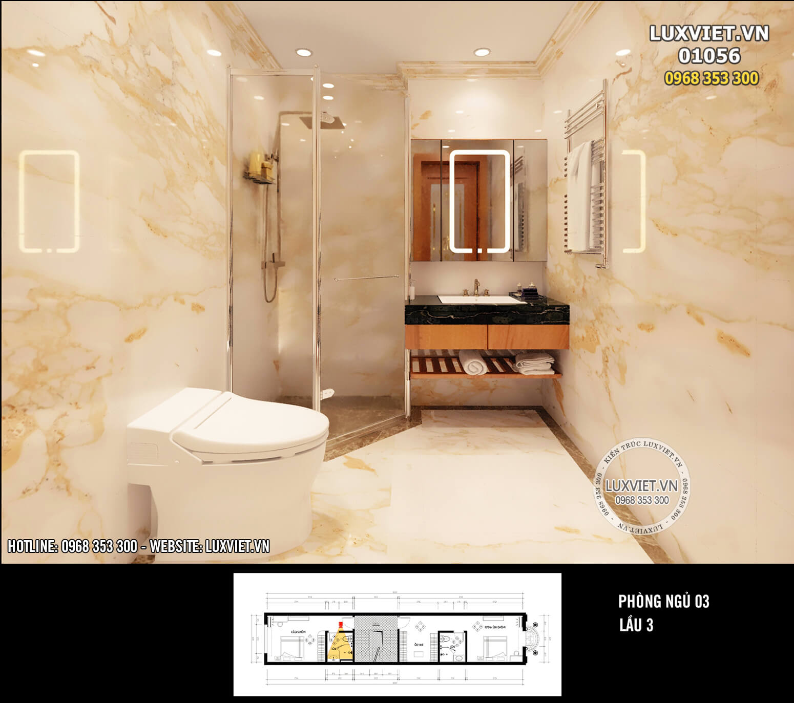 Hình ảnh: Thiết kế phòng tắm sạch sẽ và khoa học - LV 01056