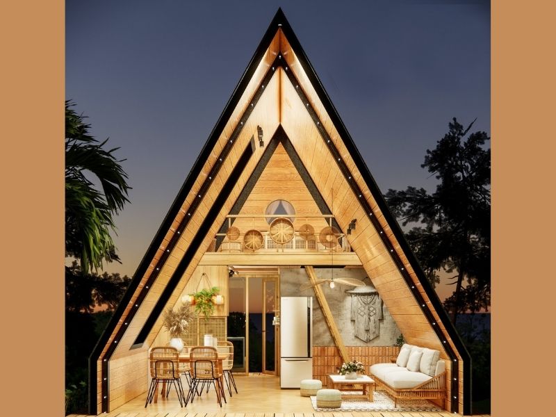 Hình ảnh: Mô hình bungalow tam giác với diện tích lớn hơn; bổ sung thêm tầng áp mái