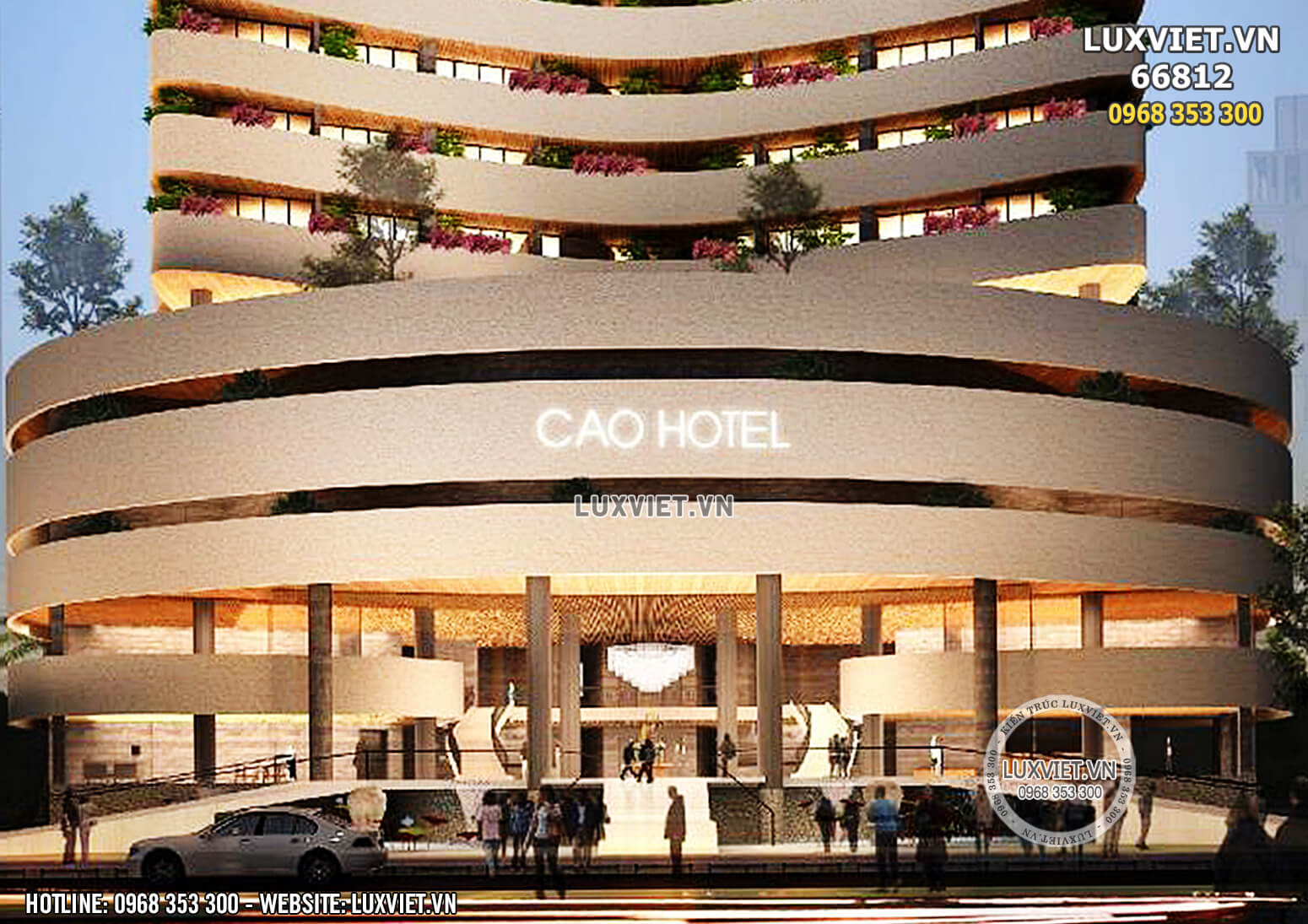 Hình ảnh: Cận cảnh mặt tiền hoành tráng và ấn tượng của thiết kế khách sạn 4 sao đẹp - LV 66812