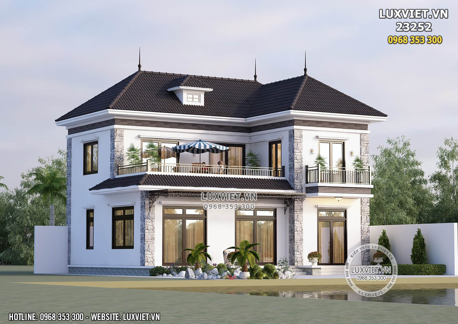 Mẫu thiết kế nhà 2 tầng mái nhật đẹp đẳng cấp tại Thái Bình – LV 23252