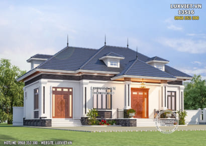 Phối cảnh 3D ngoại thất mẫu thiết kế biệt thự 1 tầng mái Nhật đẹp