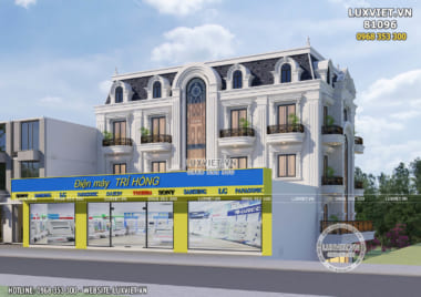 Thiết kế nhà ở kết hợp kinh doanh siêu thị điện máy Trí Hồng, Phú Thọ – Mã số: LV 81096