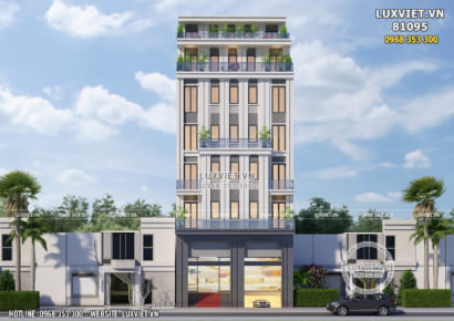 Thiết kế tòa nhà văn phòng kinh doanh cho thuê hiện đại đẹp - Mã số: LV 81095