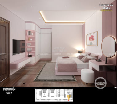 Thiết kế nội thất phòng ngủ của biệt thự 2 tầng hiện đại – LV 28216